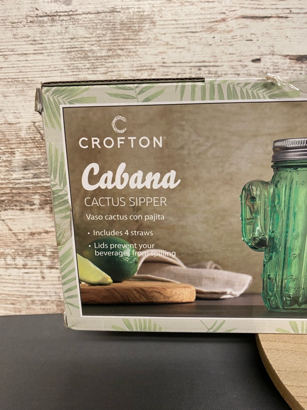 Croton Green Cactus Mason Jar Glasses - Set of 4 - Picture 5 of 8